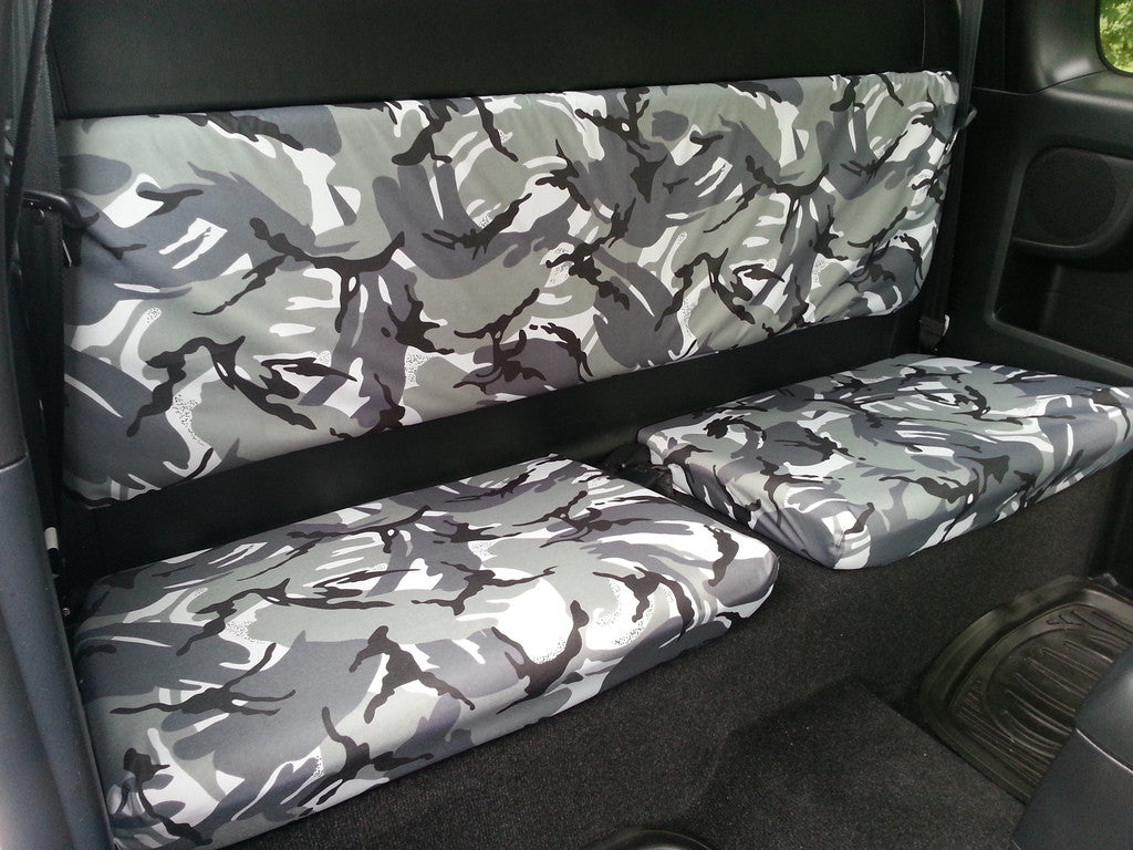 Toyota Hilux 2005 - 2016 Seat Covers Front &amp; Extra Cab Rear / Urban Camouflage Scutes Ltd