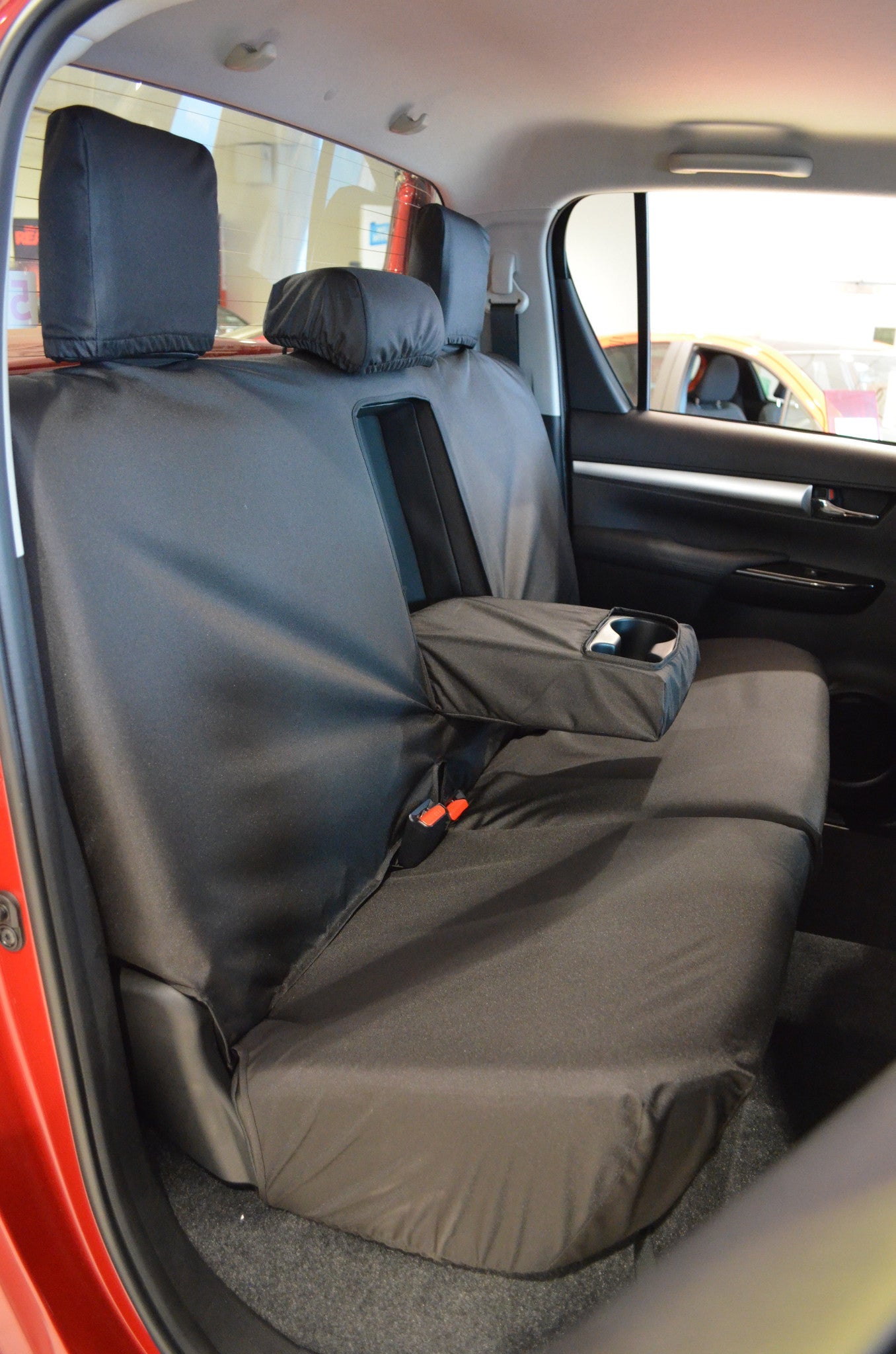 Toyota Hilux Invincible 2016+ Tailored Seat Covers Rear Seat Covers / Black Scutes Ltd