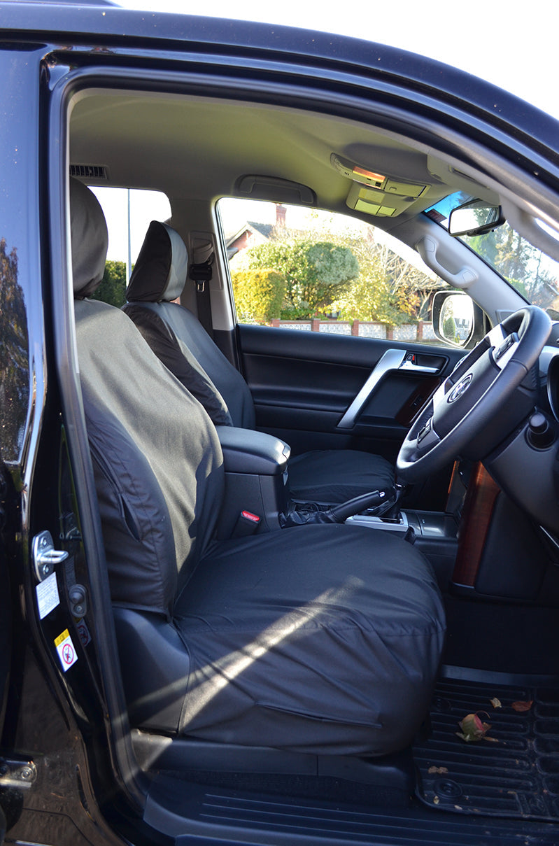 Toyota Land Cruiser 2009+ Tailored and Waterproof Seat Covers Black / Front Pair Scutes Ltd