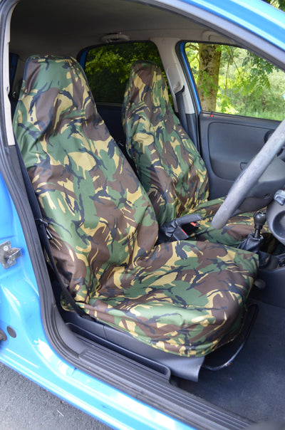 Universal Car &amp; Van Seat Cover Green Camouflage / Front Pair Scutes Ltd
