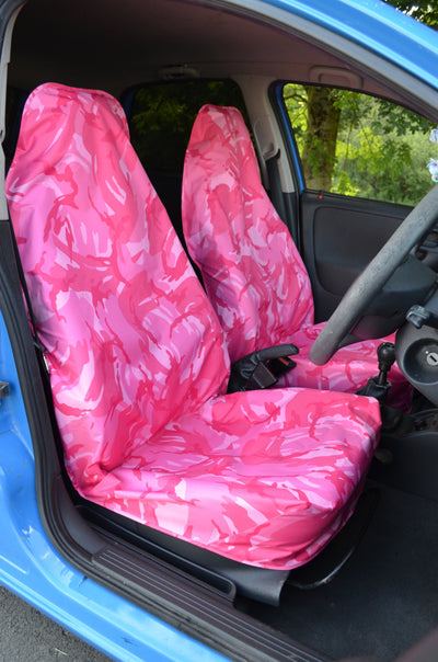 Universal Car &amp; Van Seat Cover Pink Camouflage / Front Pair Scutes Ltd