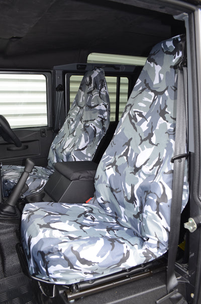 Universal Car &amp; Van Seat Cover Grey Camouflage / Front Pair Scutes Ltd