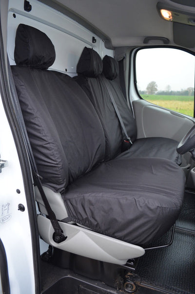 Renault Trafic Passenger 2006 - 2014 Seat Covers Black / Front 3 Seats (Driver's NO Armrest) Scutes Ltd