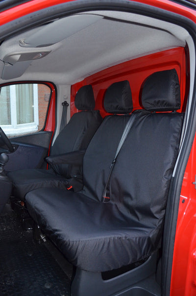 Renault Trafic Van 2014 Onwards Tailored Front Seat Covers Black / Fixed Double Seat [No Underseat Storage] Scutes Ltd