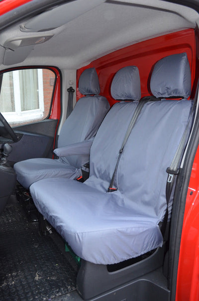 Vauxhall Vivaro 2014 - 2019 Tailored Front Seat Covers Grey / Fixed Double Passenger [No Underseat Storage] Scutes Ltd