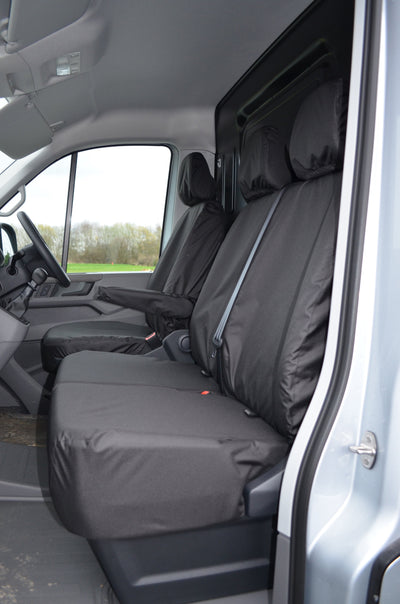 MAN TGE 2017+ Van Tailored &amp; Waterproof Seat Covers Black / Fronts Scutes Ltd