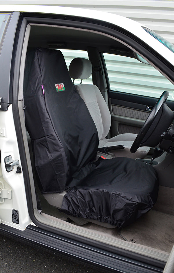 Scutes Universal Utility Single Front Seat Cover with Embroidered Flag Wales Scutes Ltd
