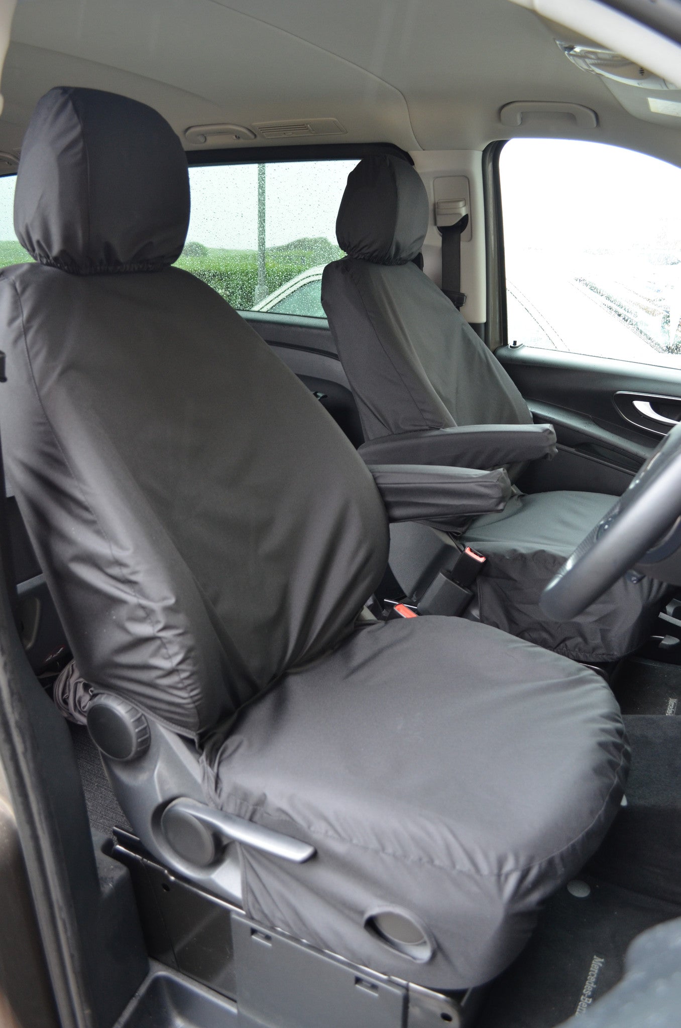 Mercedes-Benz Vito 2015 Onwards Tailored Front Seat Covers Driver's Seat &amp; Single Passenger / Black Scutes Ltd